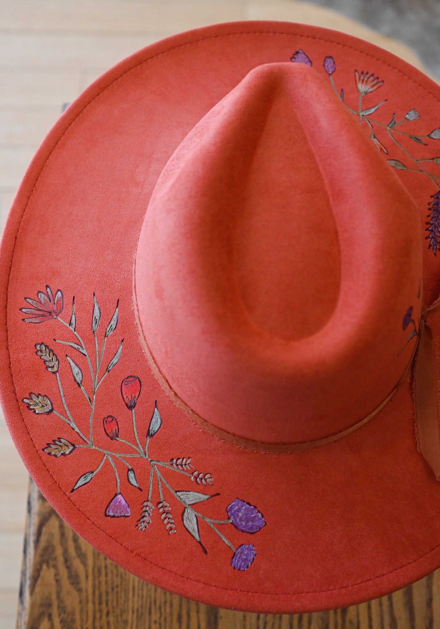 The Sienna - Hand-Burned and Hand-Painted Wildflower Hat