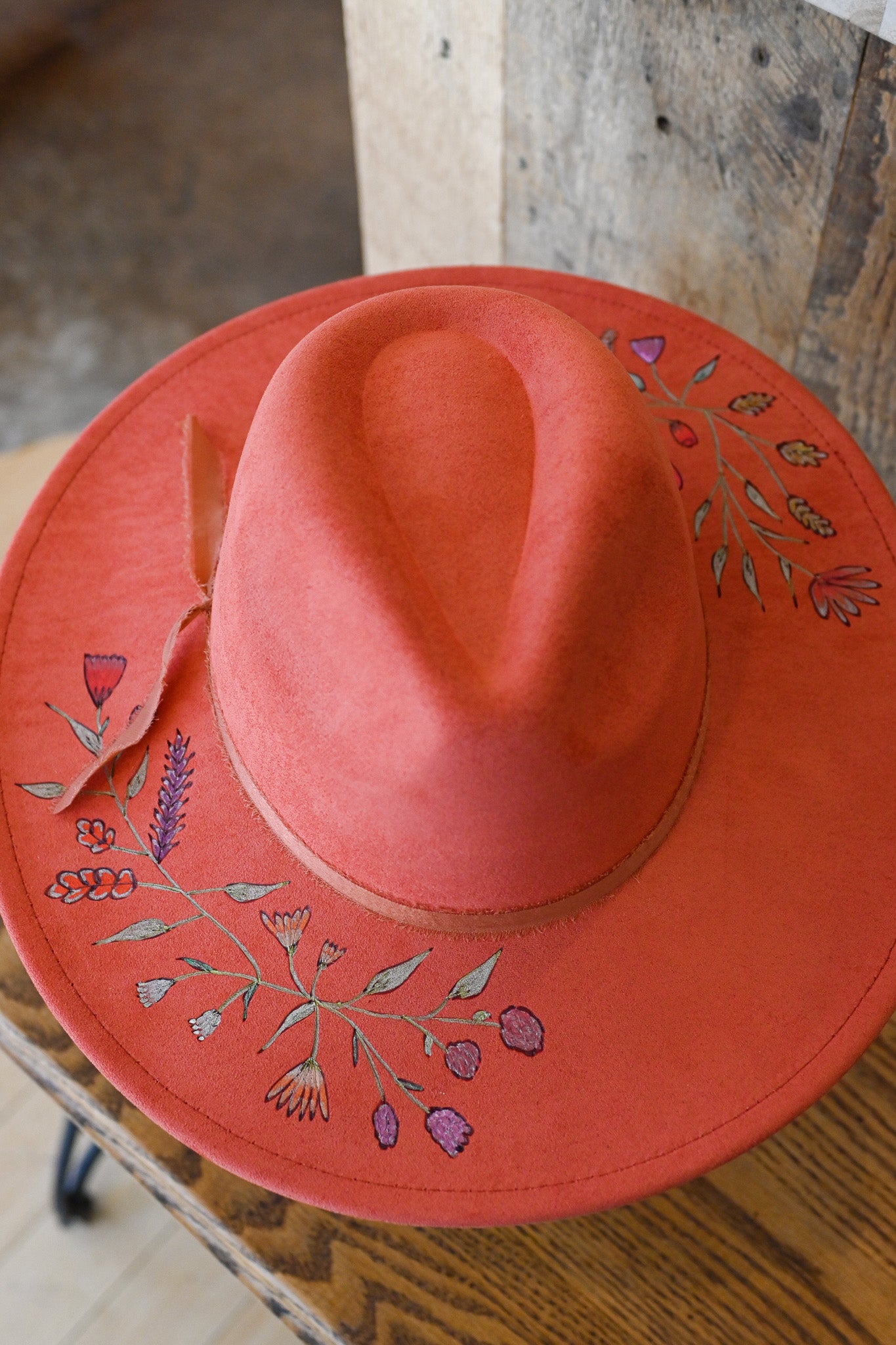 The Sienna - Hand-Burned and Hand-Painted Wildflower Hat