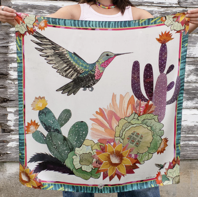 Cactus Blooms 100% Silk Scarf