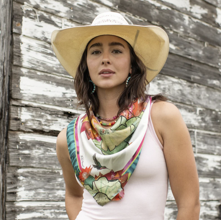 Cactus Blooms 100% Silk Scarf