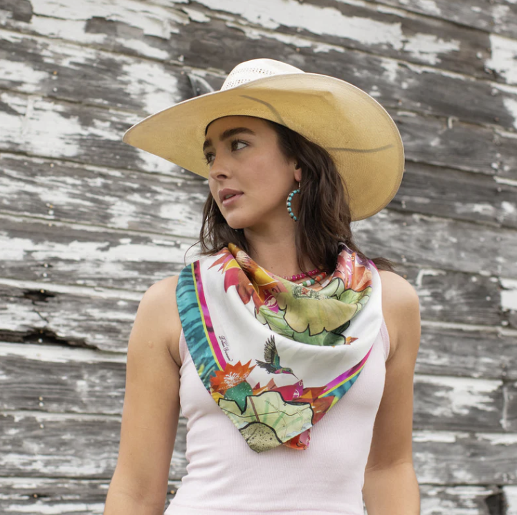 Cactus Blooms 100% Silk Scarf