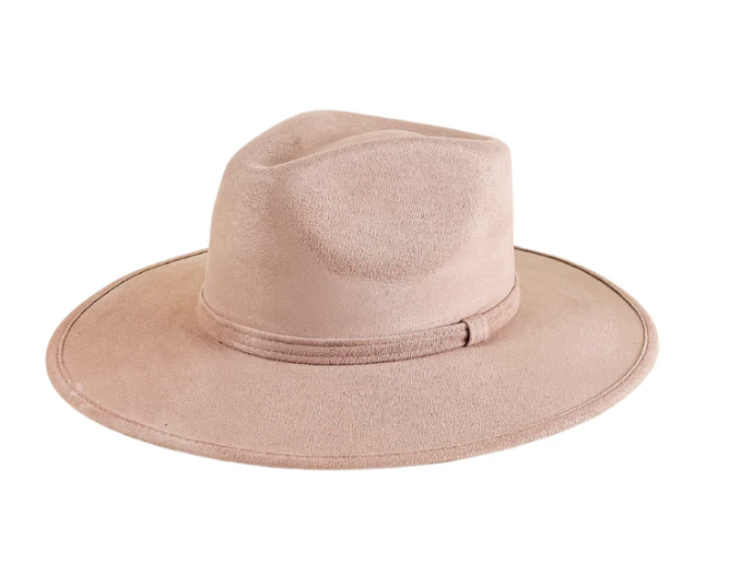 Vegan Suede Flat Brim Rancher Hat