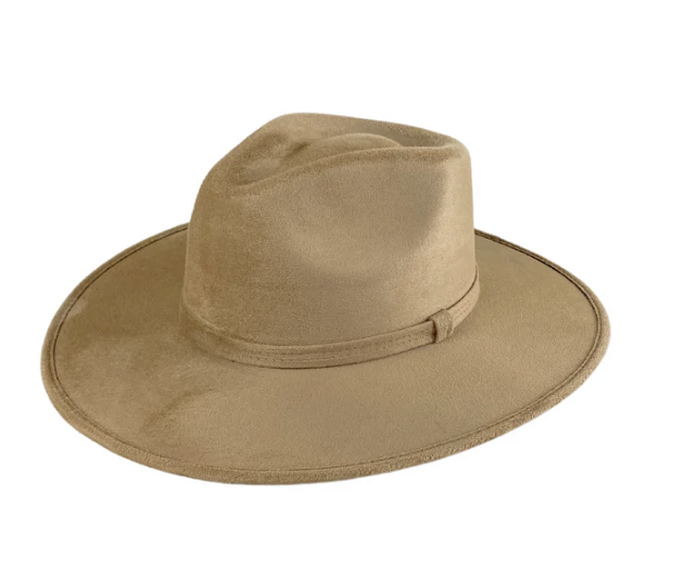 Vegan Suede Flat Brim Rancher Hat