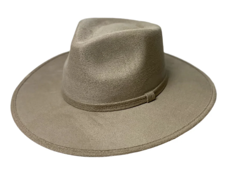 Vegan Suede Flat Brim Rancher Hat
