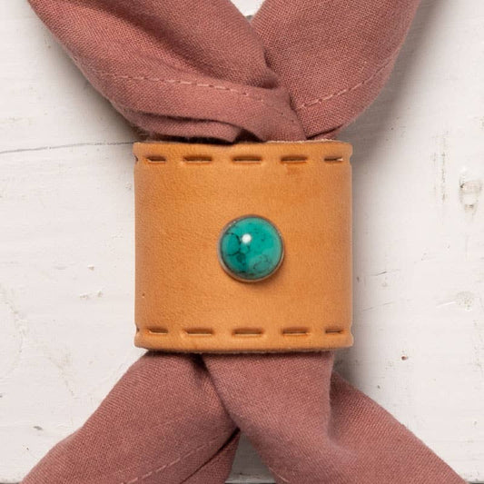 Leather Bandana Slide - Studded Dash - Scarf Ring
