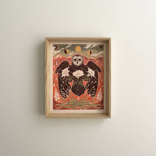 Moonflower Owl - 8x10 Nature Wilderness Art Print