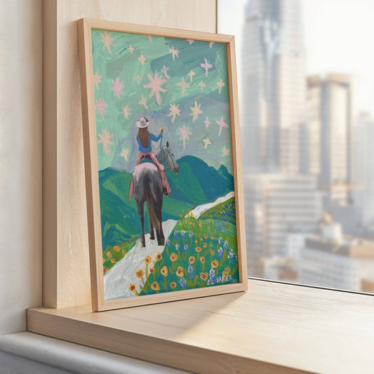 Wildflowers Cowgirl Art Print