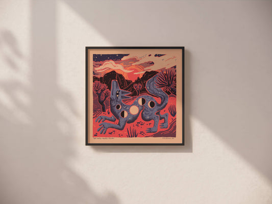 Coyote Rising - 8x8 Nature Wilderness Art Print