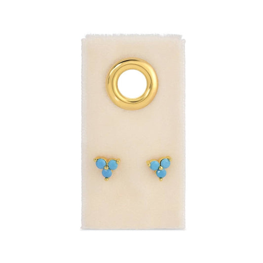 Light Blue Triple Cluster Studs on Velvet Tag