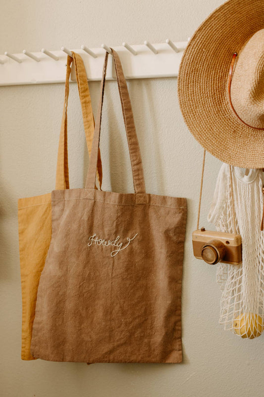 Howdy Hand Dyed Embroidered Tote Bag