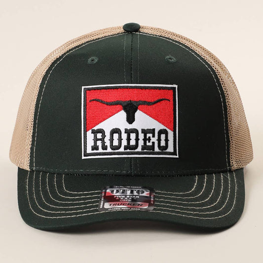 RODEO Patch Embroidered Mid Profile Mesh Back Trucker Hat