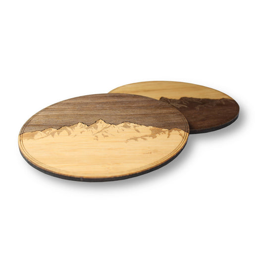 Wood Coasters (Mountains in Black Walnut & Bamboo)
