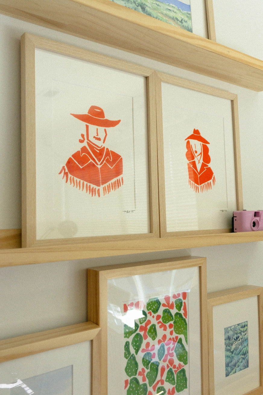 Cowboy in Red Art Print - 8" x 10"