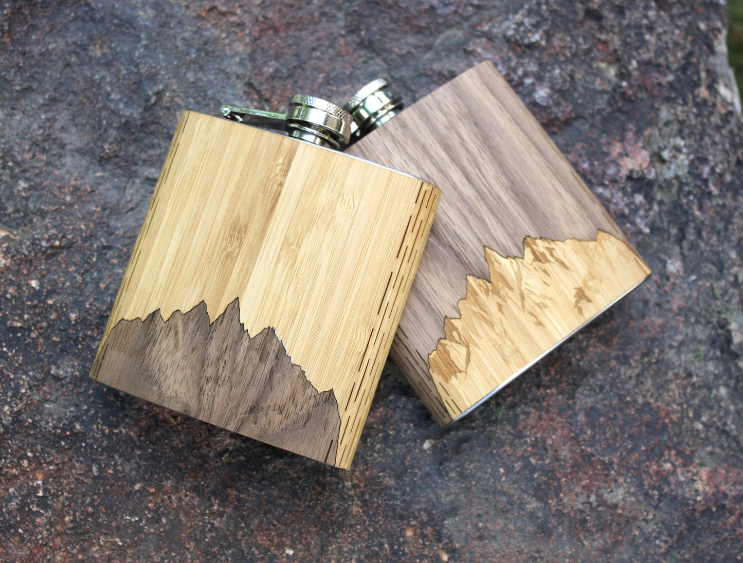 Mountain Flask 6 oz. Wooden Hip Flask