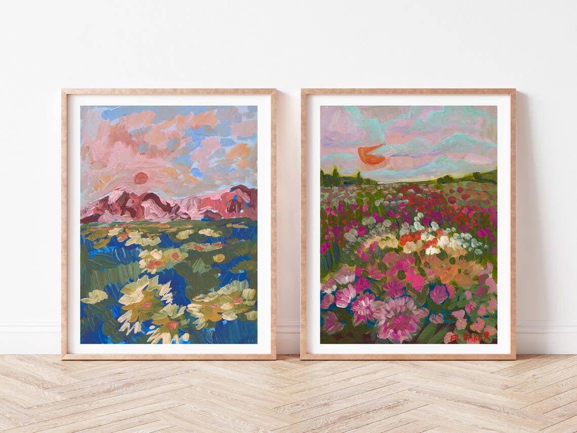Wildflower Mountain Landscape Print