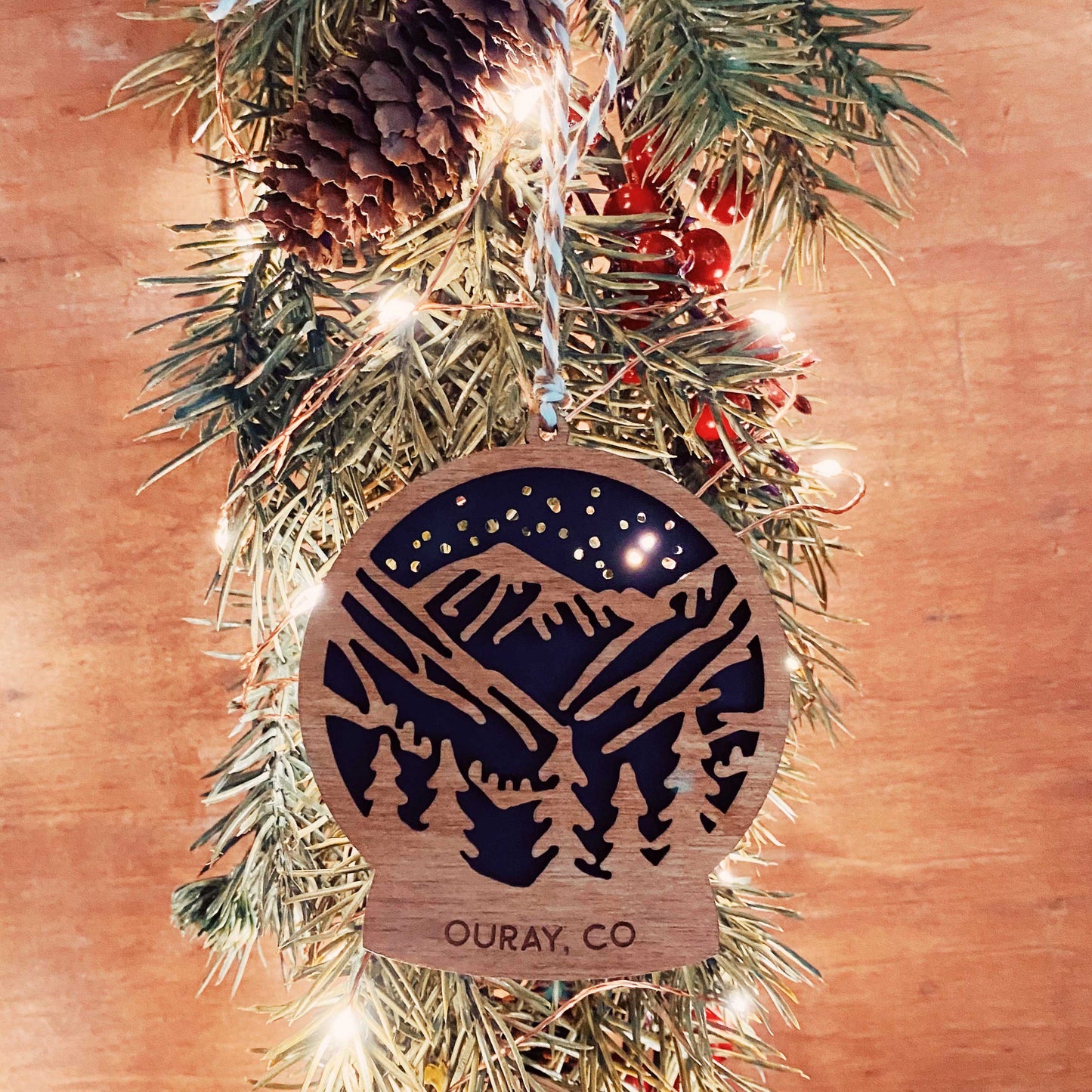 Ouray Snow Globe Wooden Ornament