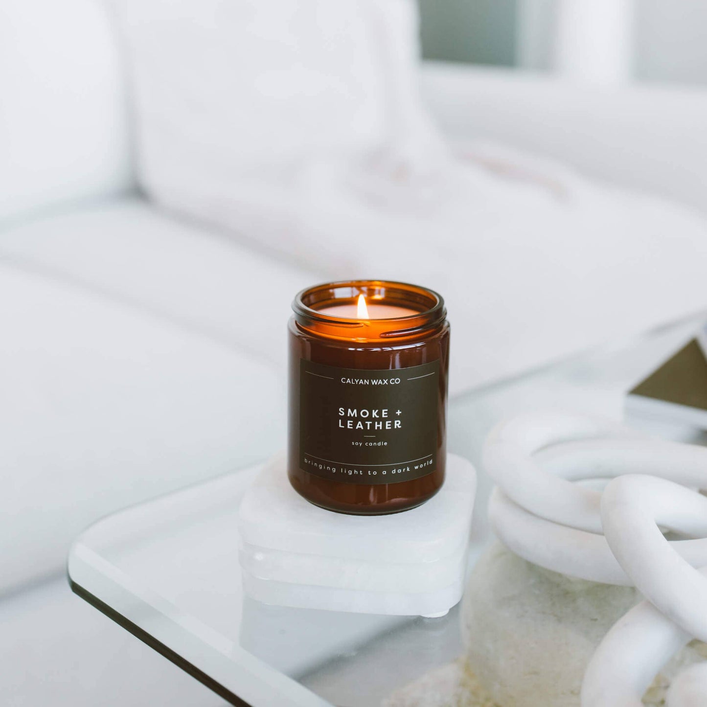 Smoke + Leather - Amber Jar Soy Candle
