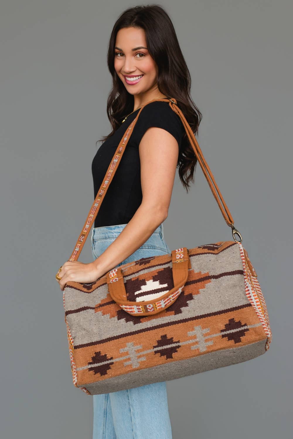 Rust, Gray & Brown Western Duffel
