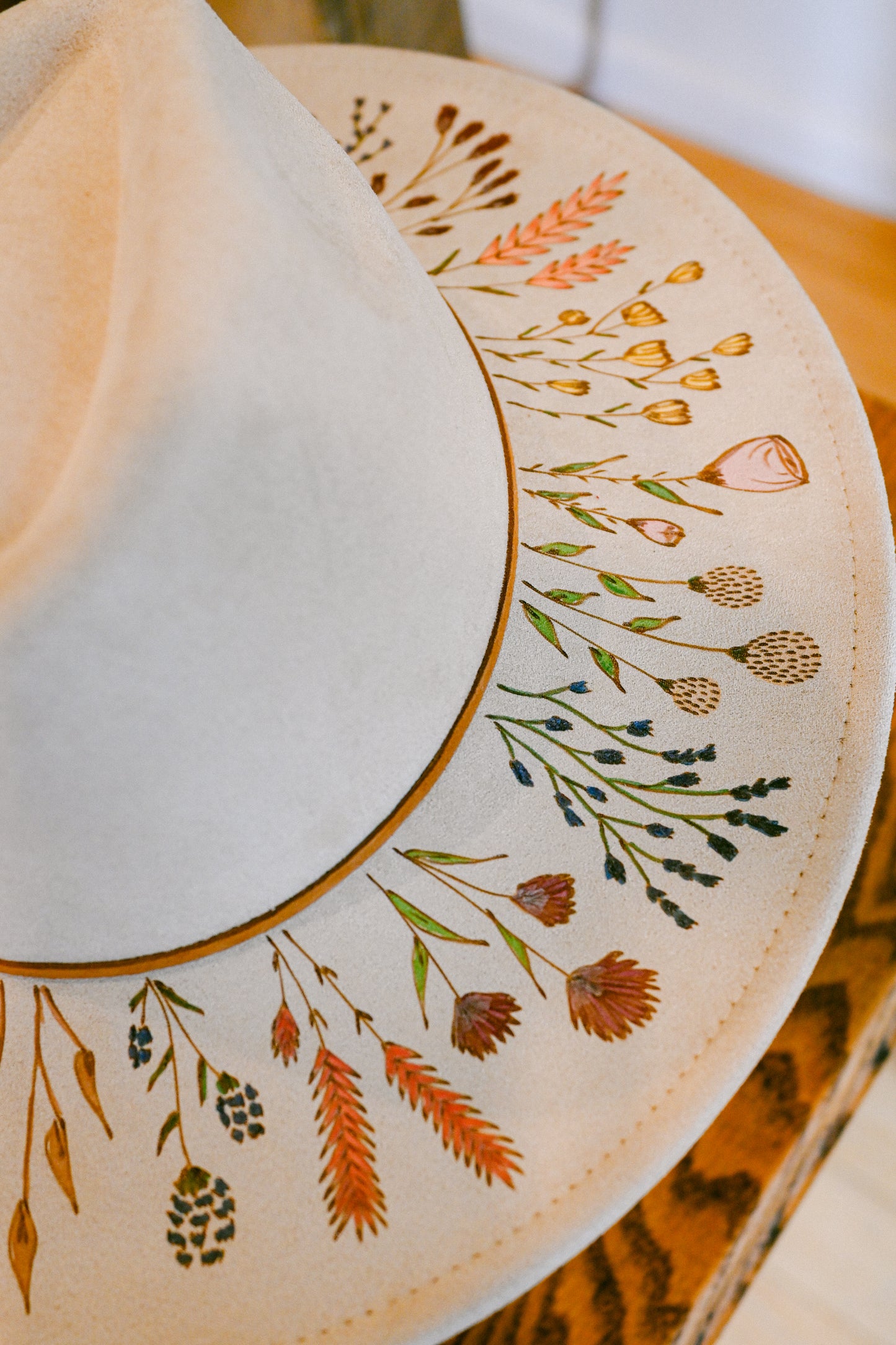 The Emmaline - Hand-Burned and Hand-Painted Wildflower Hat