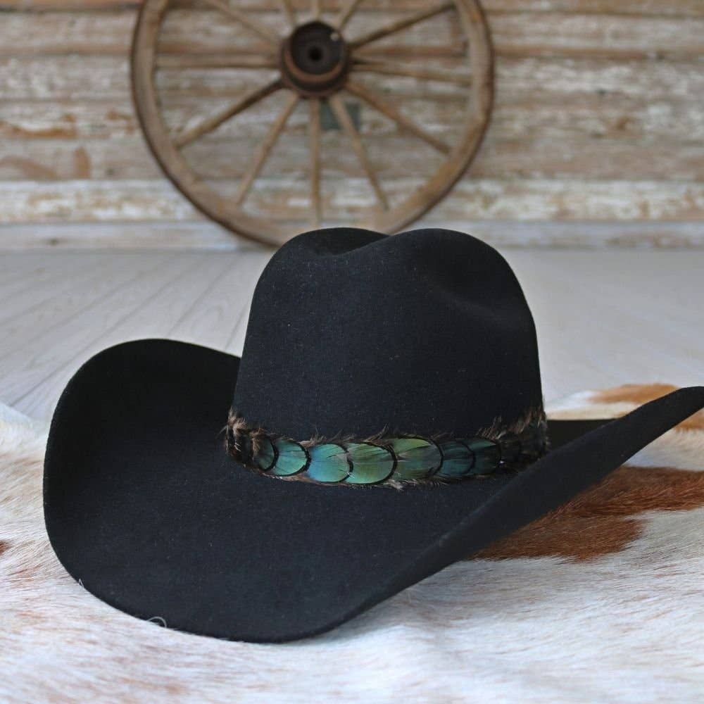 Iridescent Green Feather Hat Band