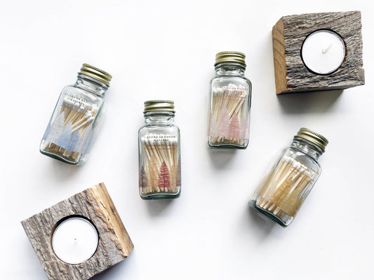 Noble Fir Trees 2" White Match Jars / Matches
