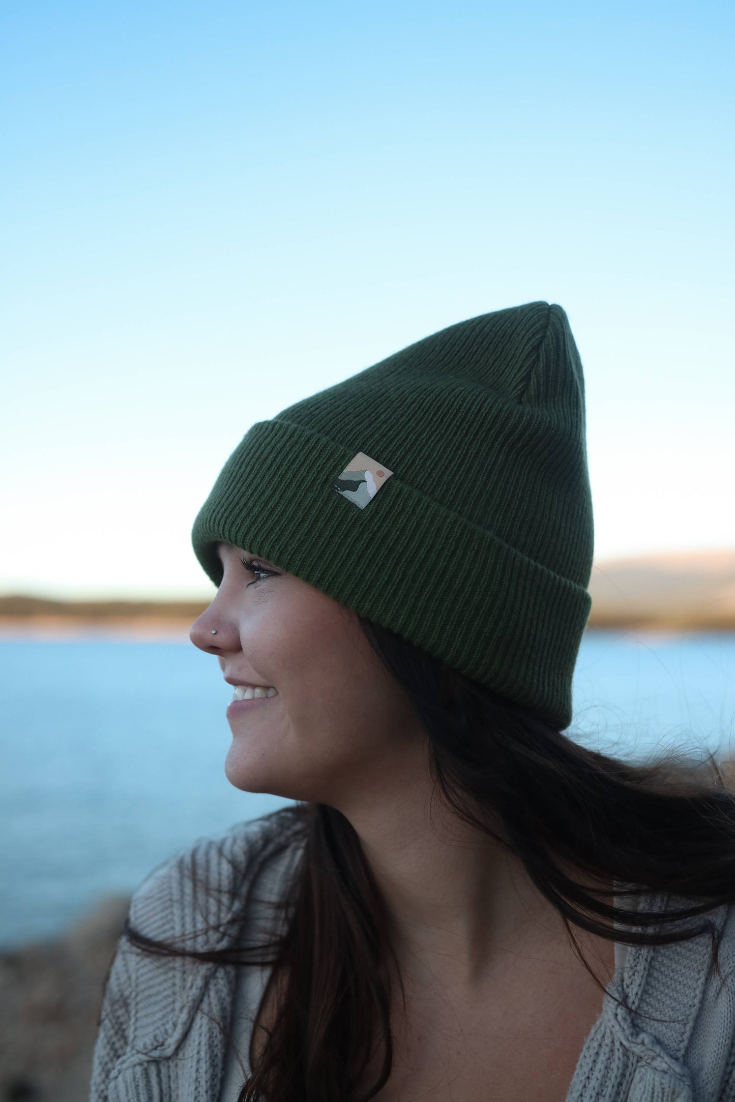 Merino Wool Mountain Beanie - Moss Green