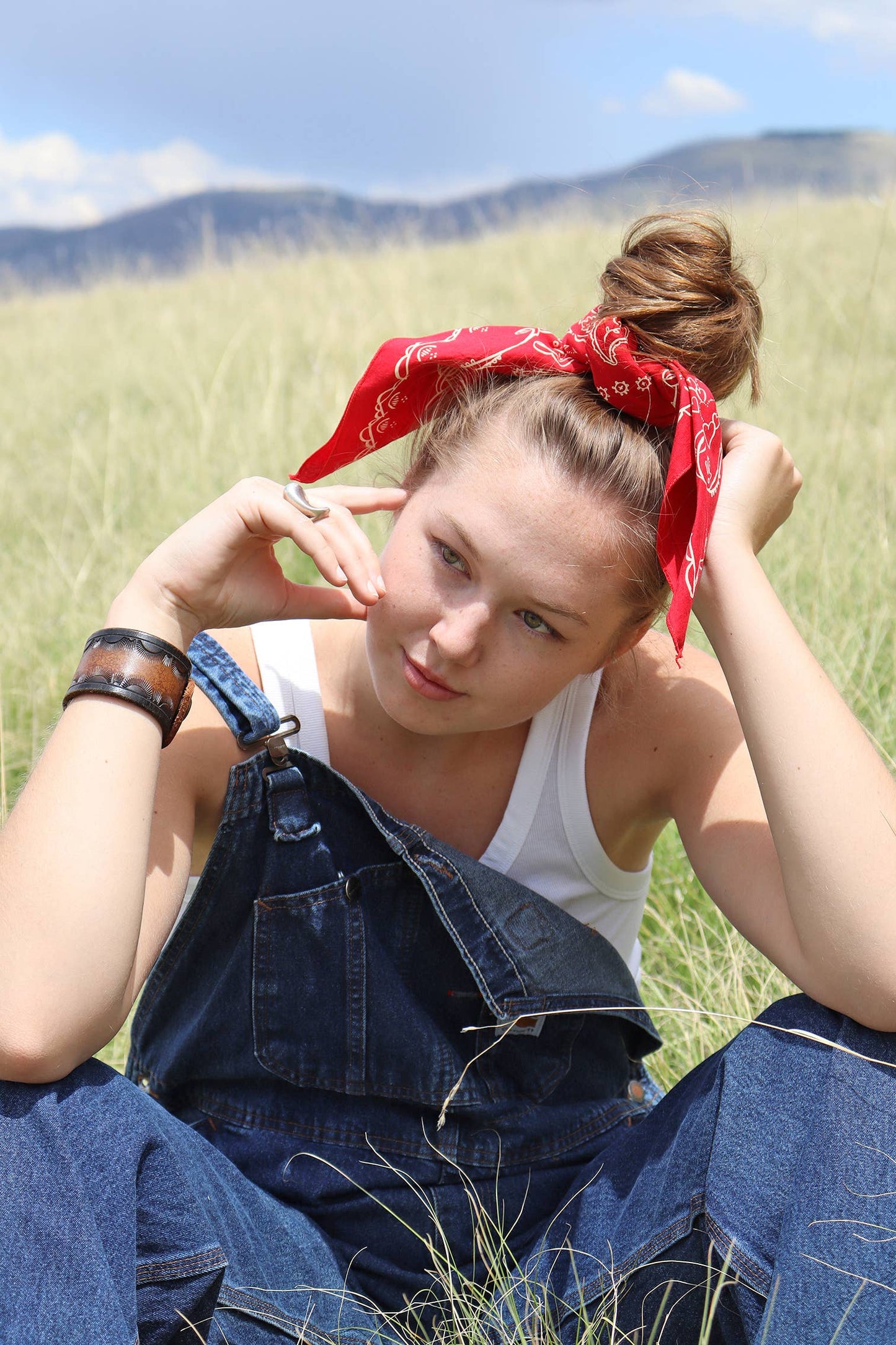 Dixon 22-Inch Red Paisley Western Cotton Bandana
