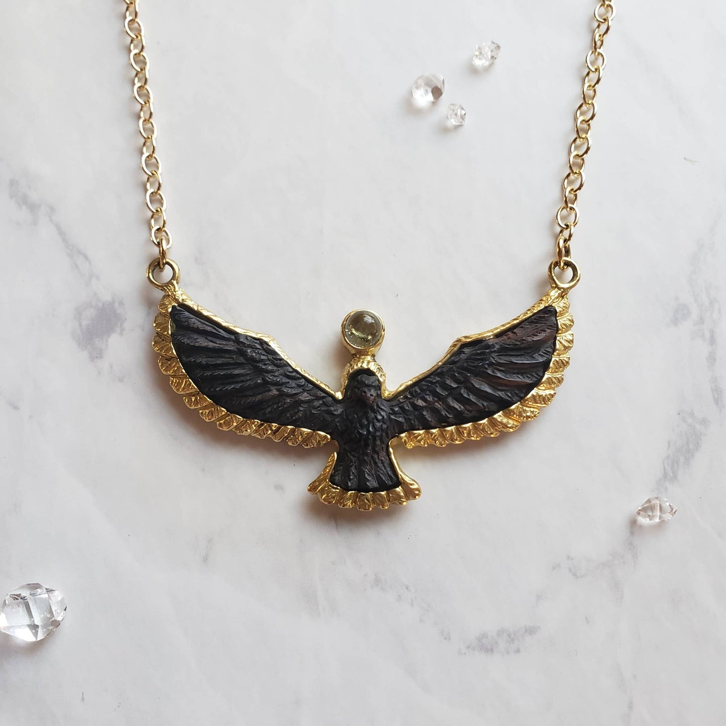 Soaring Spirit Bird Necklace| Ebony | Eagle Hawk Phoenix