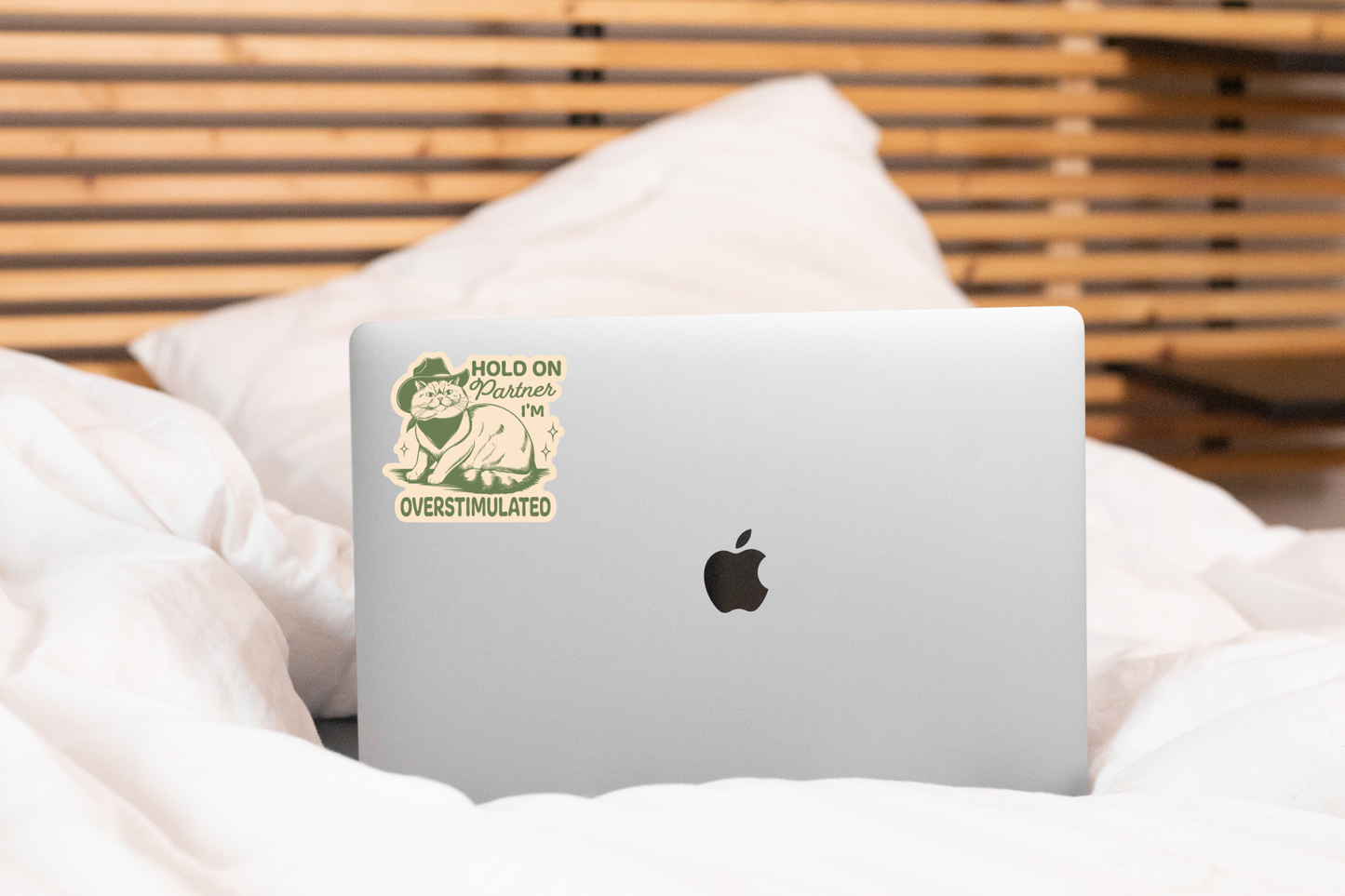 Hold on Partner I'm Overstimulated Sticker