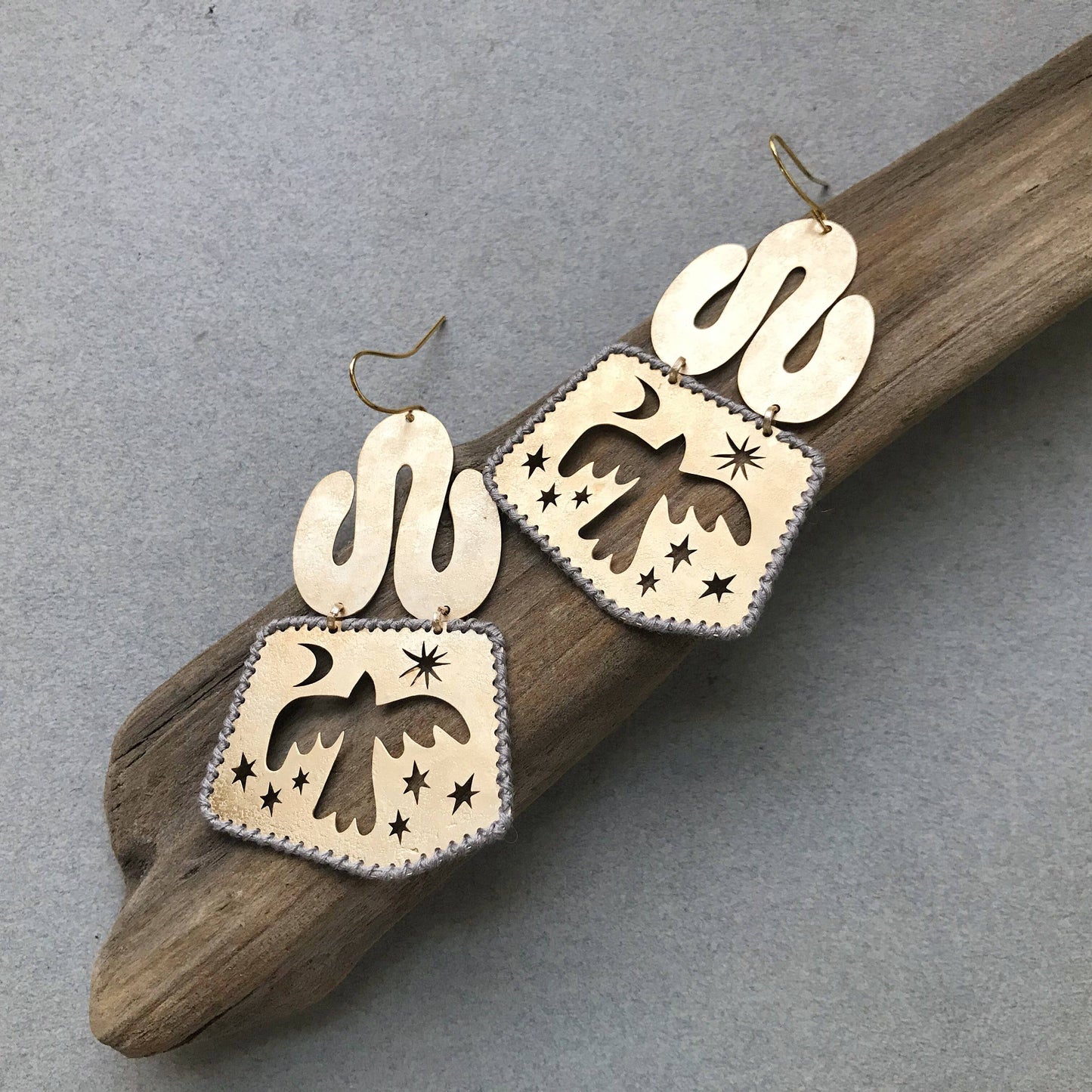 Bird Brass Earrings, Bohemian Contemporary Handmade Jewelry