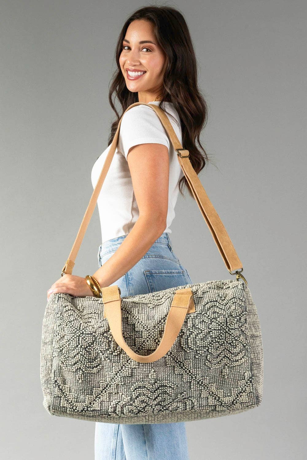 Sage Vintage Inspired Textured Duffel
