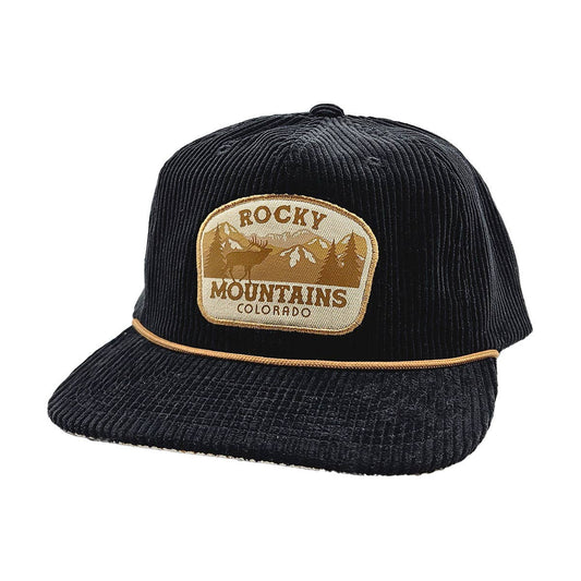 Rocky Mtns. Corduroy Flat Black Hat
