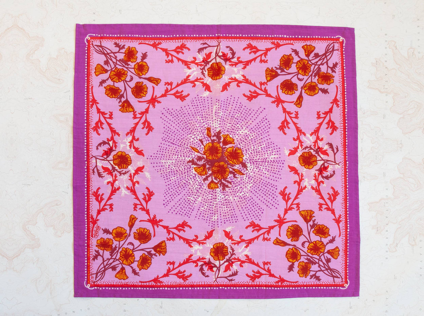 California Poppy Fair Trade Cotton Bandana Pink