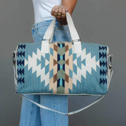 Lt. Blue, Cream & Tan Western Duffel