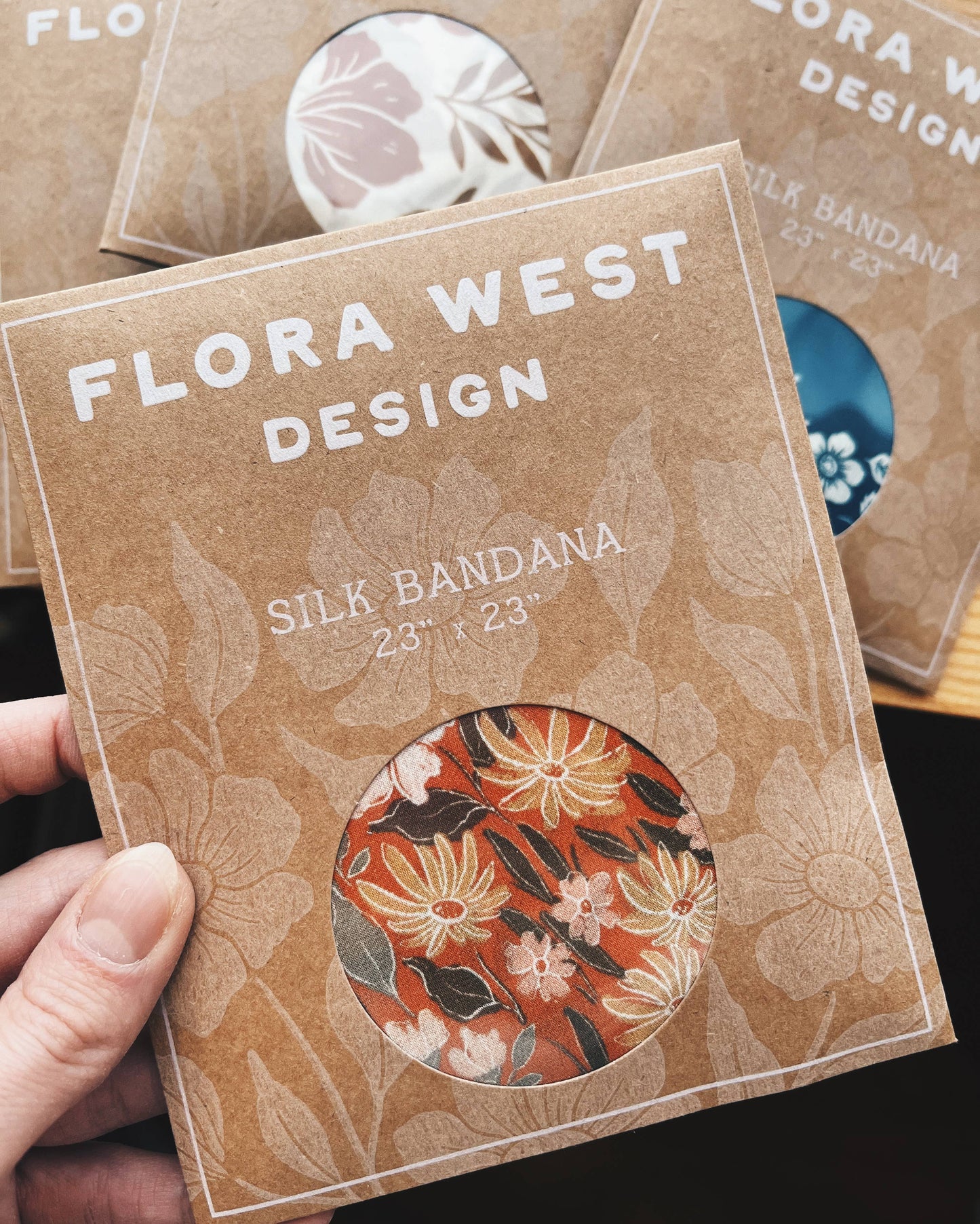 100% Silk Bandana Scarf - Botanical Garden Floral