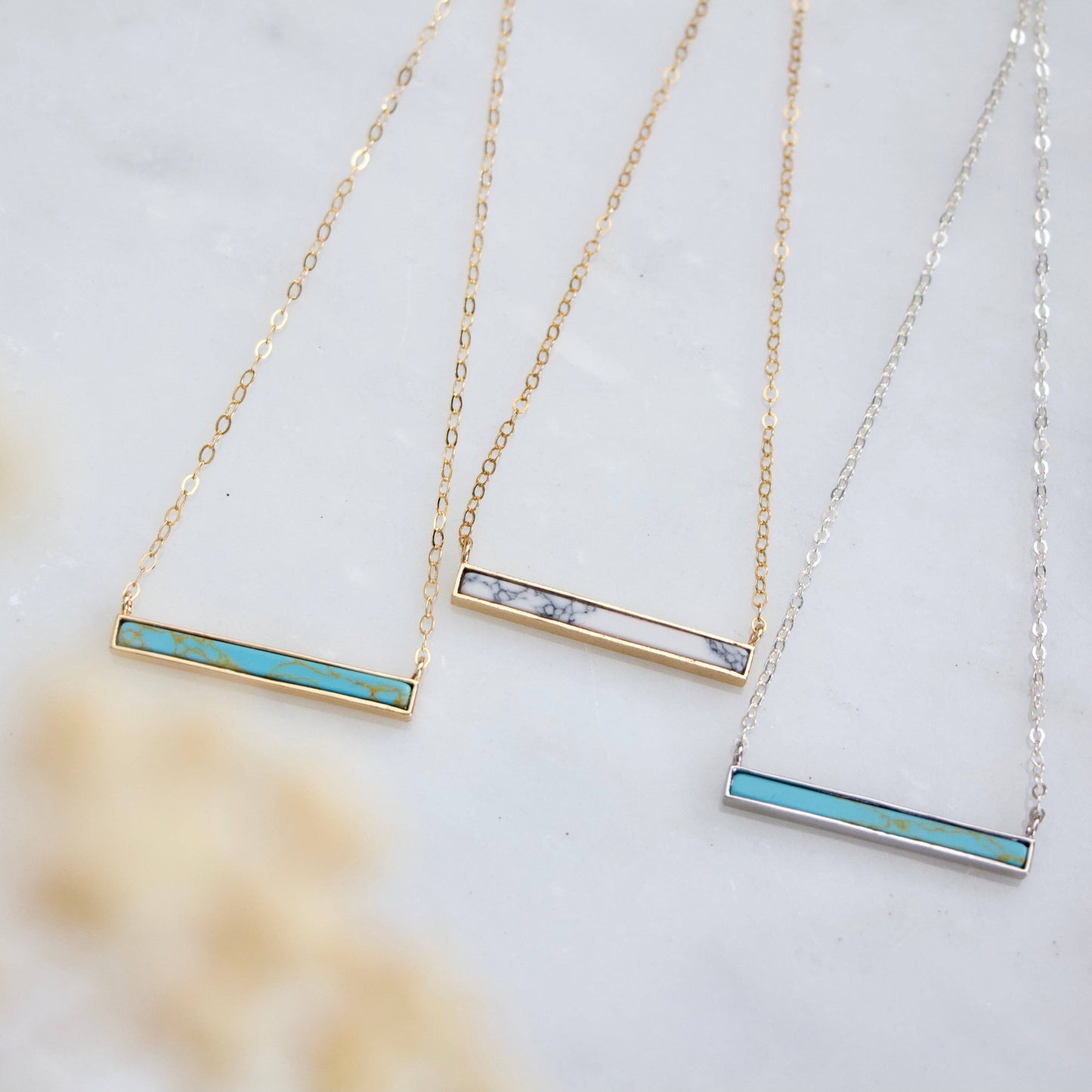 Turquoise Bar Necklace - 18K Gold