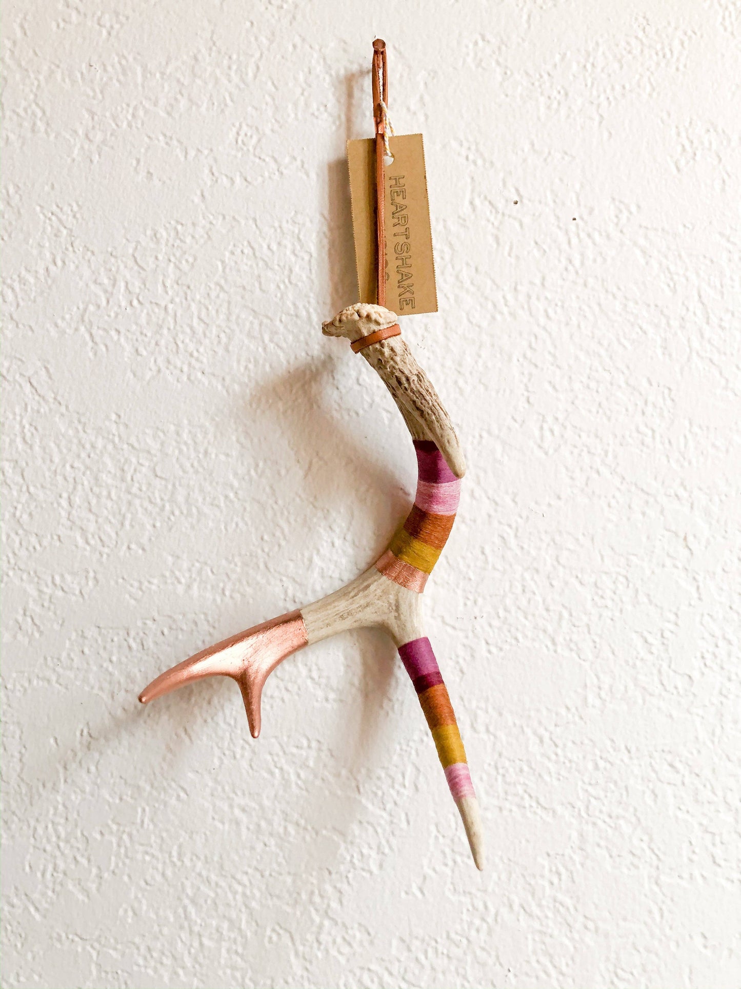 Medium Whitetail Wool Wrapped Deer Antler with Copper