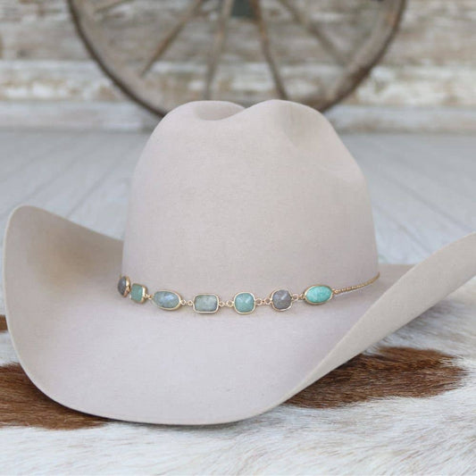 Turquoise & Grey Stone Chain Hat Band – Ada