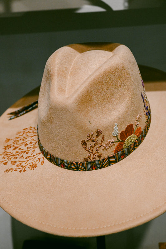 The Erin - Hand-Burned and Hand-Embroidered Hat