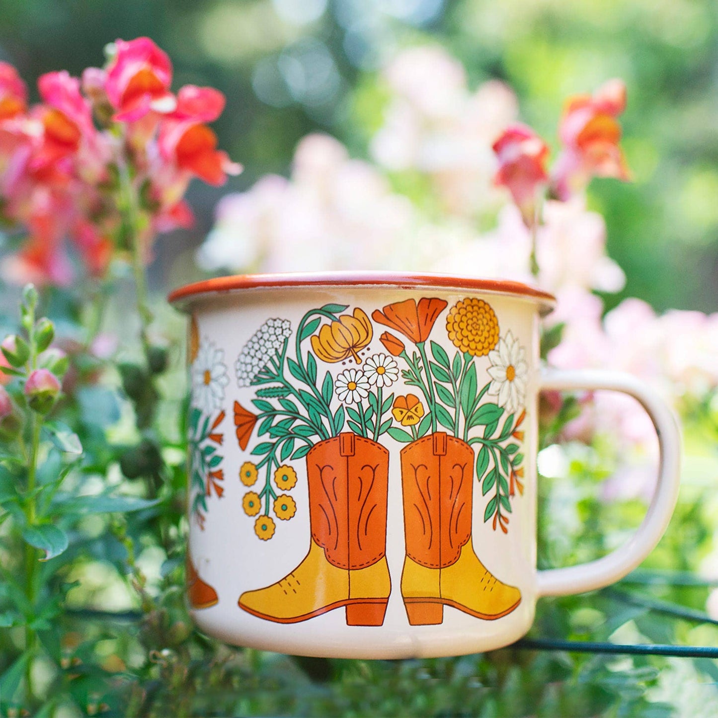 Enamel Coffee & Camp Mug | Western Bloom | 16 Oz | Cowboy