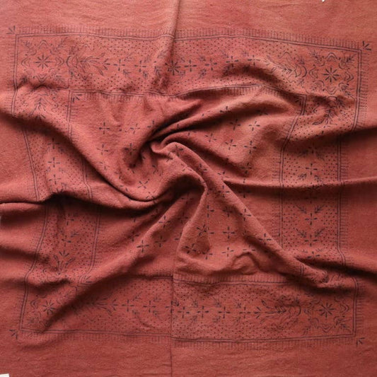 Terracotta Classic Print Naturally Dyed Bandana (black)