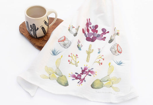 Purple Cactus Tea Towel