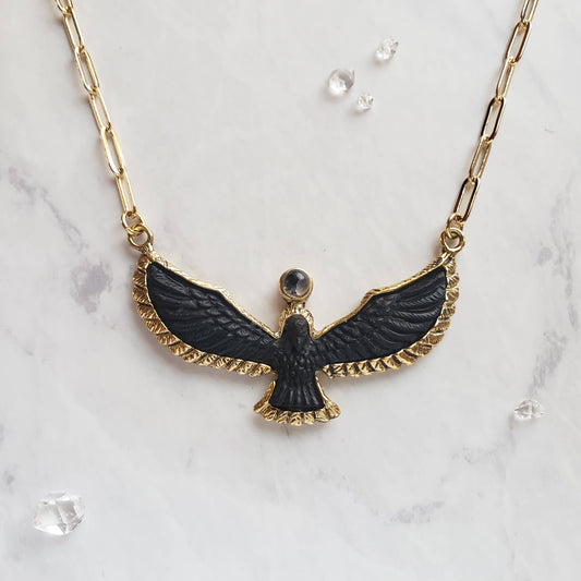 Soaring Spirit Bird Necklace| Ebony | Eagle Hawk Phoenix