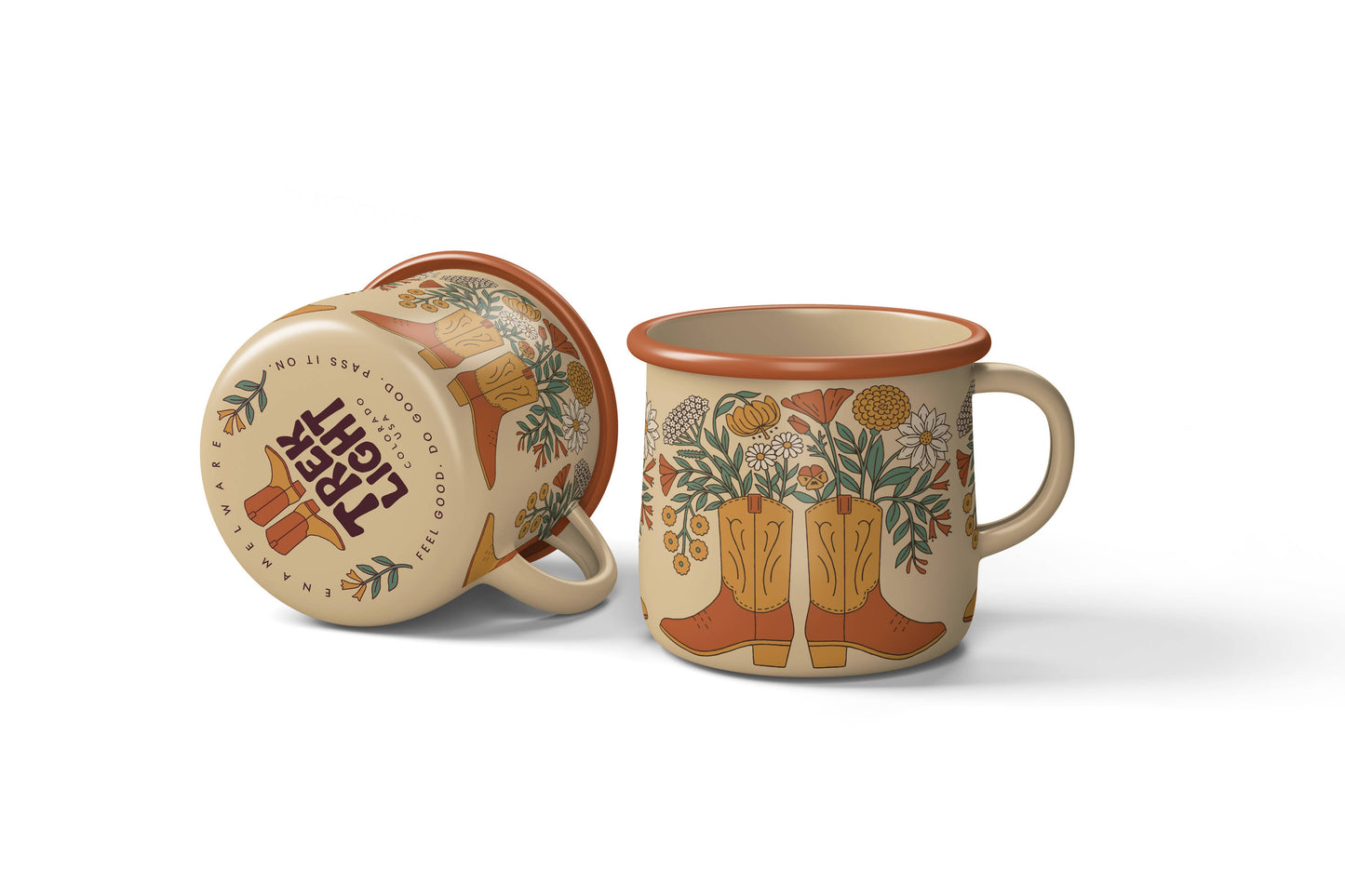 Enamel Coffee & Camp Mug | Western Bloom | 16 Oz | Cowboy