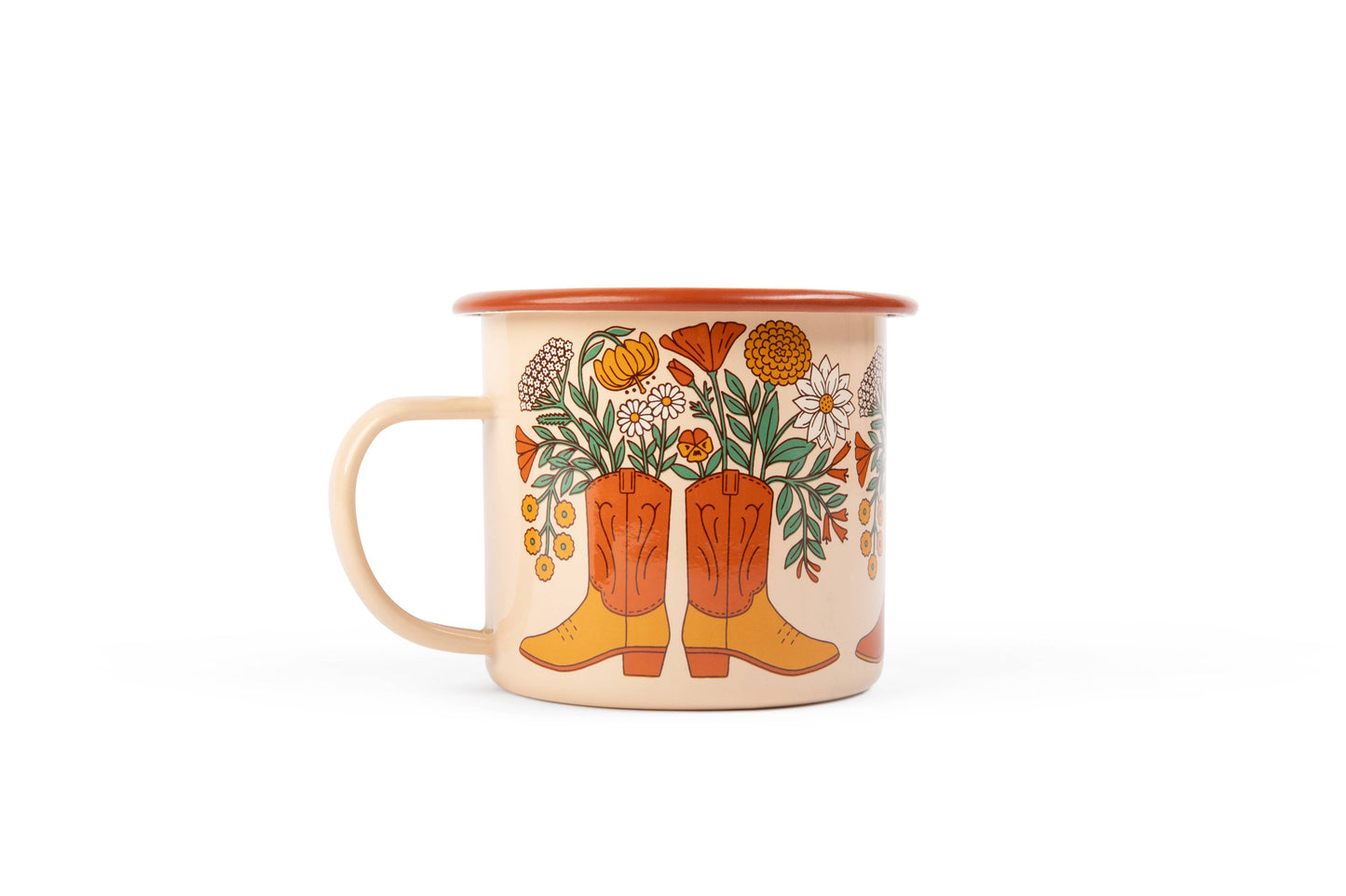 Enamel Coffee & Camp Mug | Western Bloom | 16 Oz | Cowboy