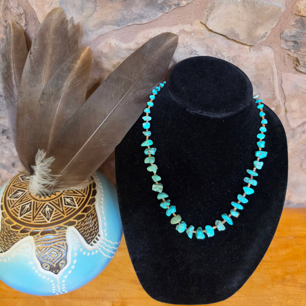 Turquoise nugget necklace with Seashell Heishi 1 strand