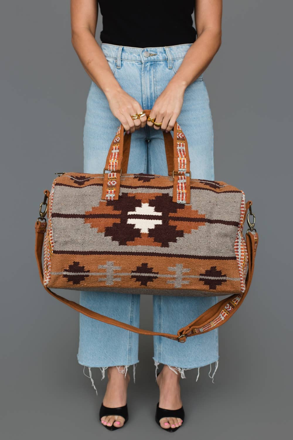 Rust, Gray & Brown Western Duffel
