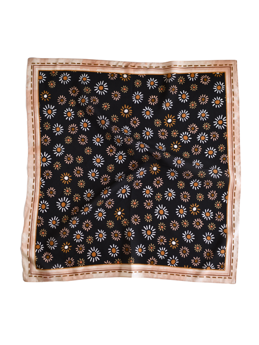 Dust N’ Daisies: Floral Western Cowgirl Silk Wild Rag Scarf