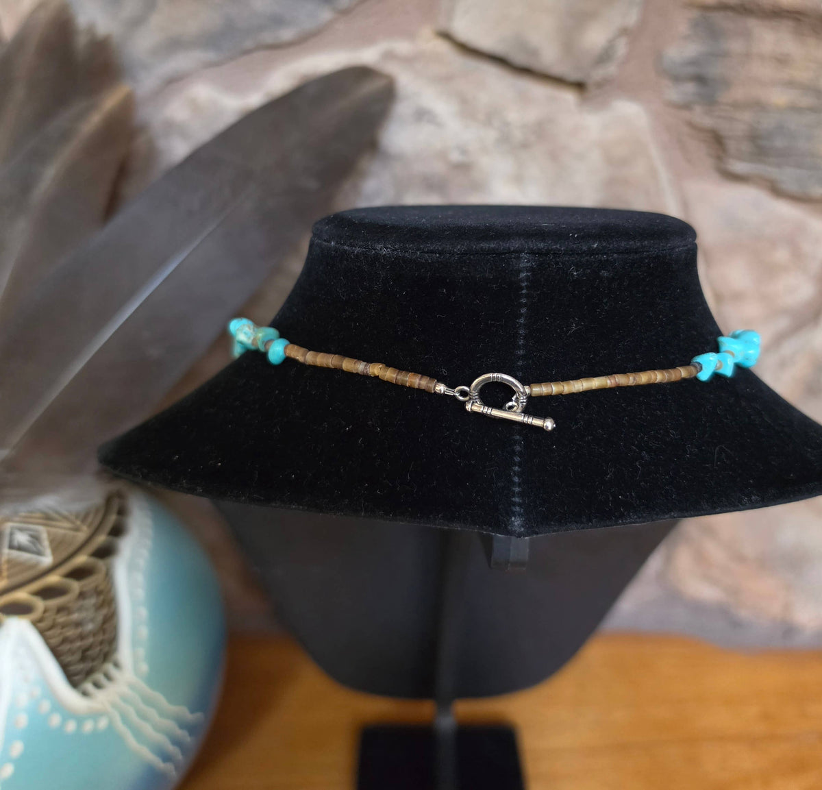 Turquoise nugget necklace with Seashell Heishi 1 strand