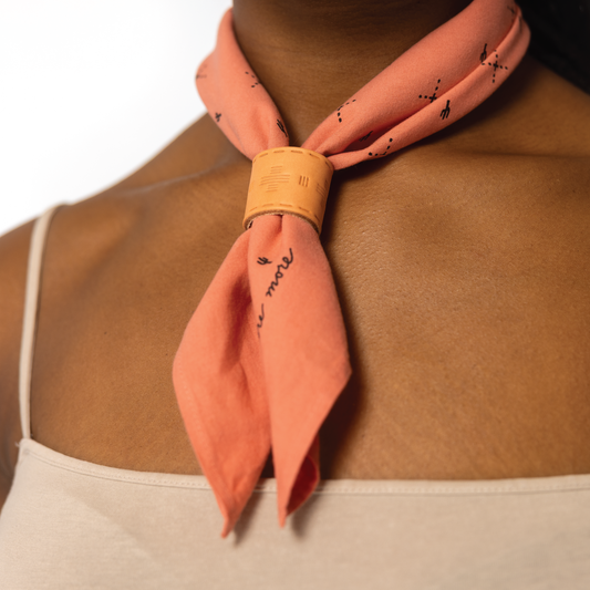 Leather Bandana Slide - Tooled - Scarf Ring